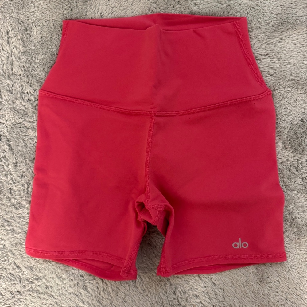 ALO 5" Airbrush High-Waist Biker Short, Pink Summer Crush, XS